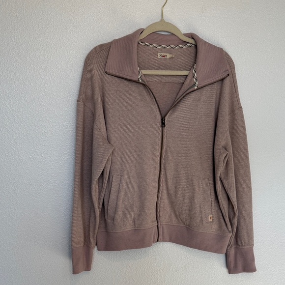 Faherty Legend Lounge Full Zip Jacket Sweatshirt Pink Large - Picture 2 of 5